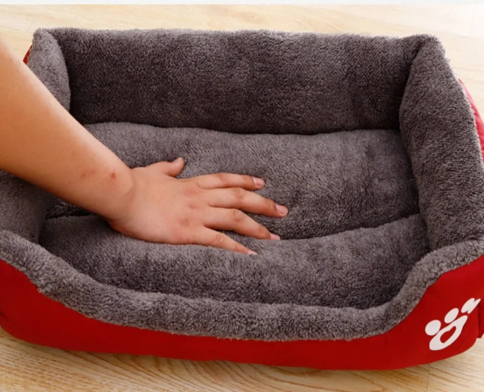 Large Square Dog Bed – Plush Cat Nest and Dog Sofa, All-Season Waterproof Mattress