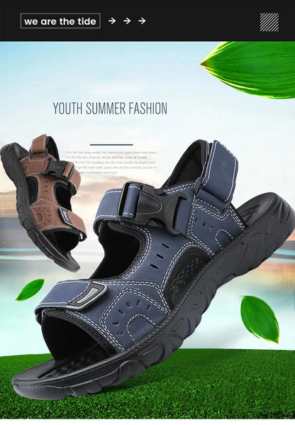 Men's PU Leather Sandals Open Toe Lightweight Footwear Size 39-46