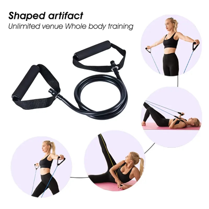 5 Levels Elastic Band With Handles Yoga Pull Rope Elastic Gym Fitness Exercise Tube Band For Home Workouts Strength Training