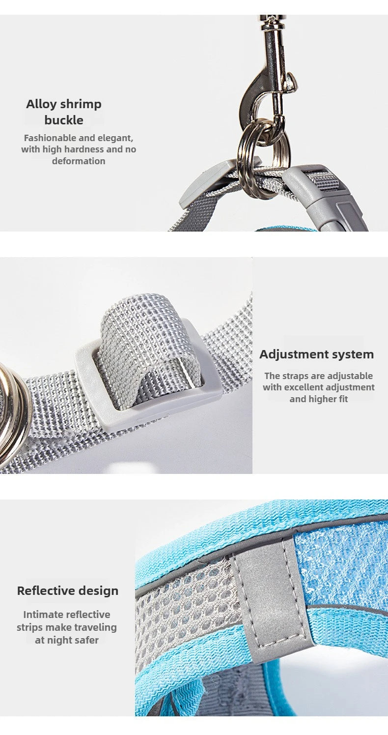 Pet Things Cat Accessories Cute Adjustable Cat Collar and Leash Set for Walking Safe Reflective Soft Comfortable Vest