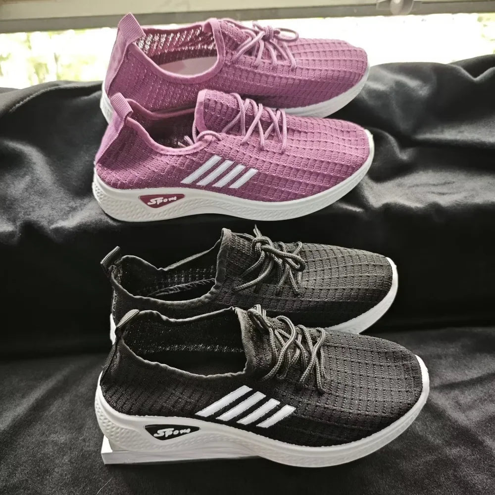 New 2025 Trendy Women's Mesh Low-Top Running Sneakers with Air Mesh for Spring and Summer Women Flat Shoes