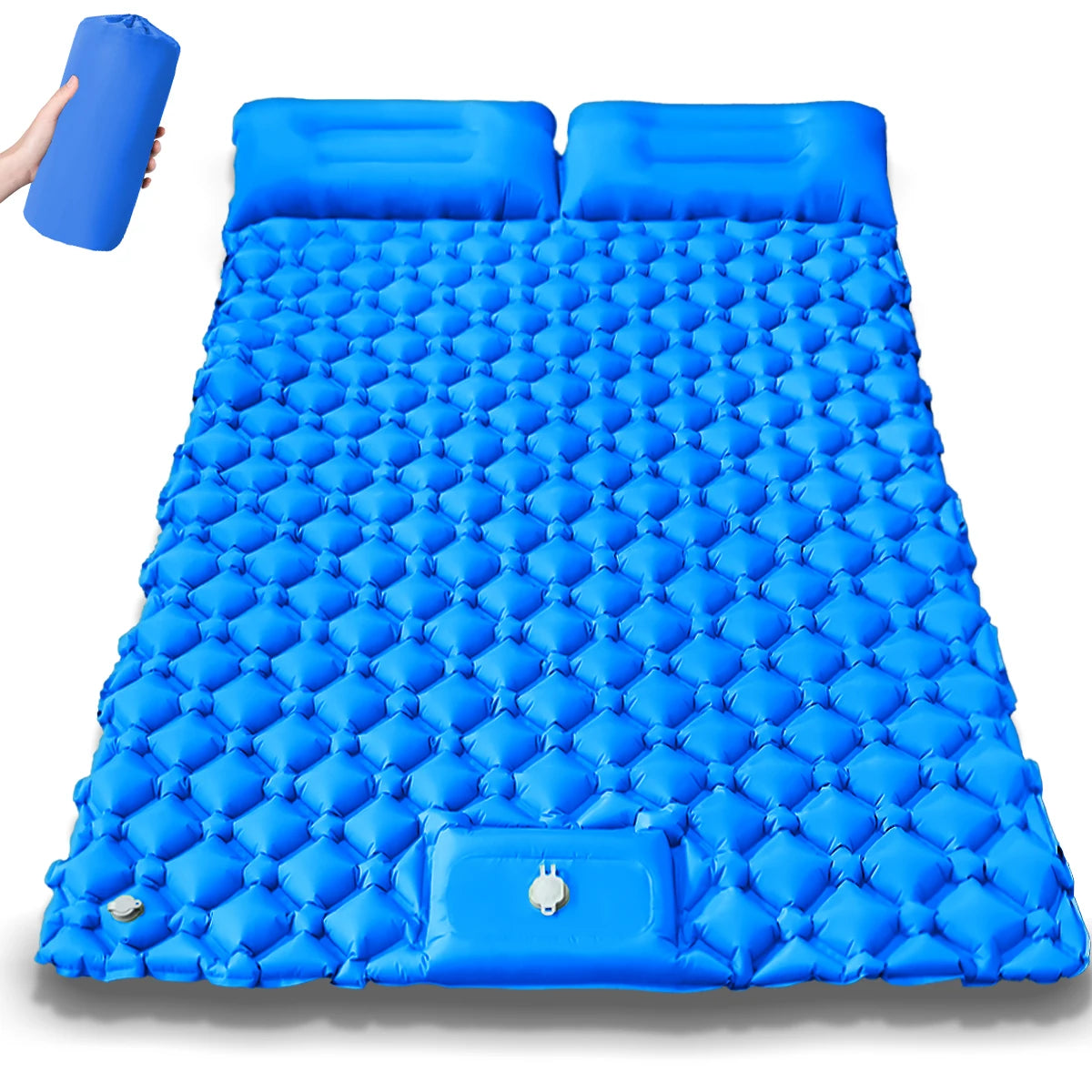 Hot Sale! 2025 Upgrade! Double Air Mattress Camping Blow Up Bed w/Built-in Pump Waterproof Portable Thickened for Outdoor Travel