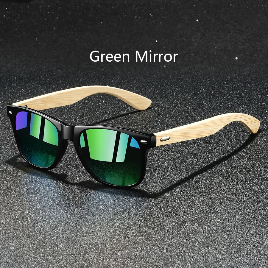 Fashion Bamboo Wood Vintage Square Sunglasses Wooden Men Women Luxury Brand Designer Sun Glasses Driving Fishing UV400 Eyewear