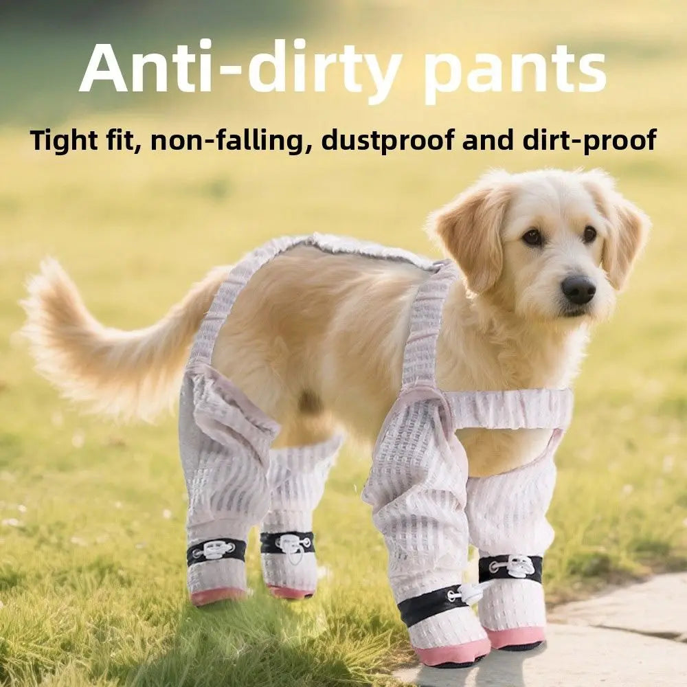 Full Leg Protection Pet Strolling Going Out Pants Adjustable Dust-proof Dog Boot Leggings Anti-Slip Dog Jumpsuit Shoes