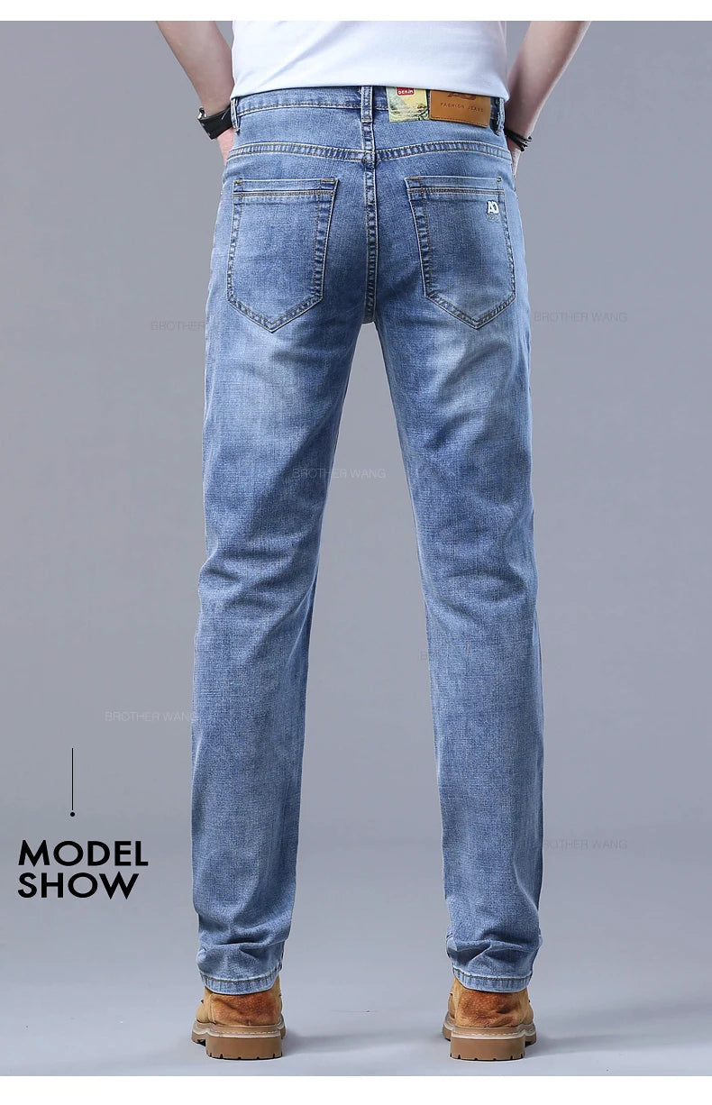 Men's Slim Jeans Denim Pants With Stretch Light Blue