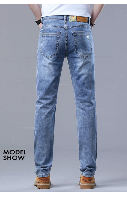 Men's Slim Jeans Denim Pants With Stretch Light Blue
