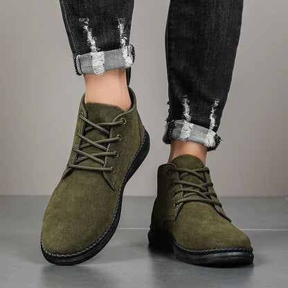 Men's Chelsea Boots Lace-Up Suede Black Ankle Boots