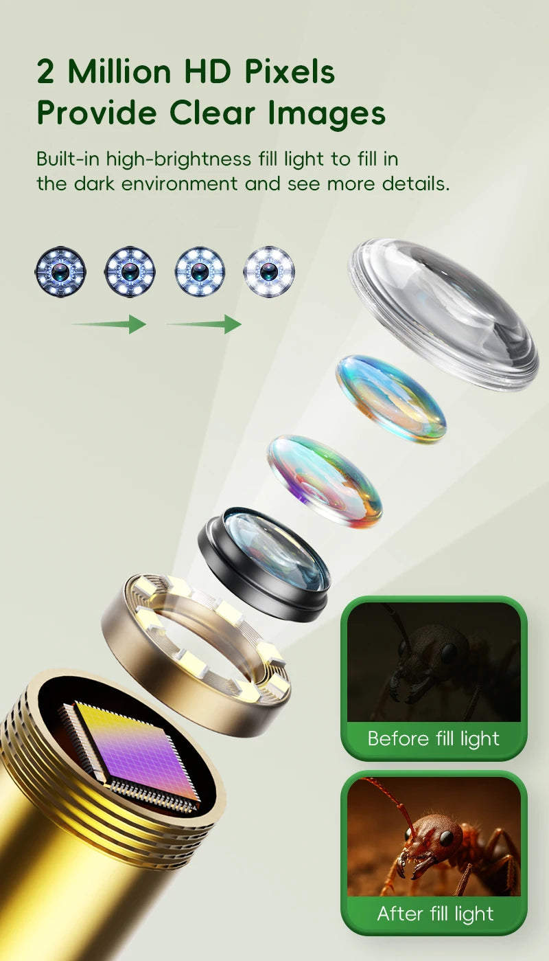 Kids Borescope Snake Camera with Light Outdoor STEM Educational Toy Endoscope Science Gift for Boys Girls Camping Explore Nature