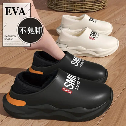 Mens Slippers Winter Warm Shearling Lining Indoor Outdoor Rubber Insole