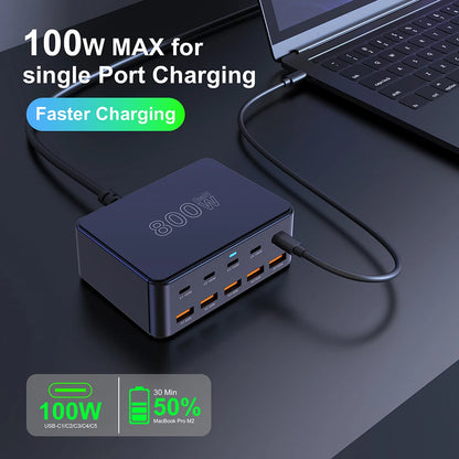 800W USB C GaN Charger Multiport PD3.0 PPS QC3.0 Fast Charging Station