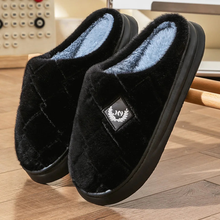 Men's Indoor Slippers EVA Platform Cushion Fur Lined