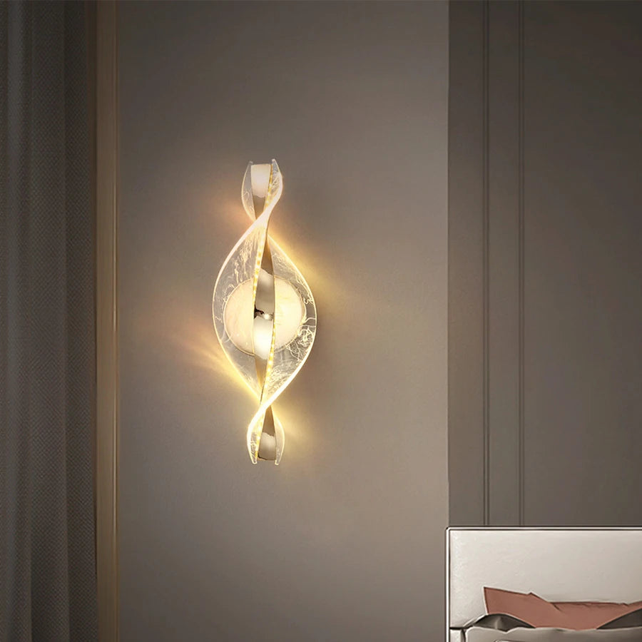 Modern Gold/Black Acrylic LED Wall Light – Bedroom and Living Room Decor