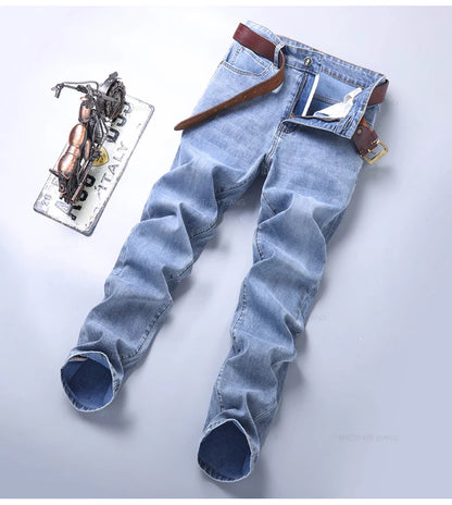 Men's Slim Jeans Denim Pants With Stretch Light Blue