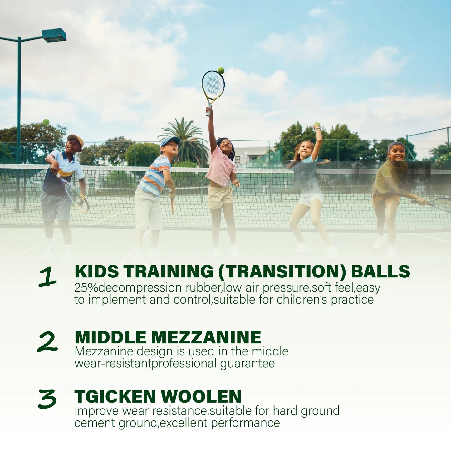 AMA SPORT Kids Training (Transition) Balls 20% 50% 75% Slower For Beginner Child Practice Tennis Soft Beach Tennis Ball 6~12PCS