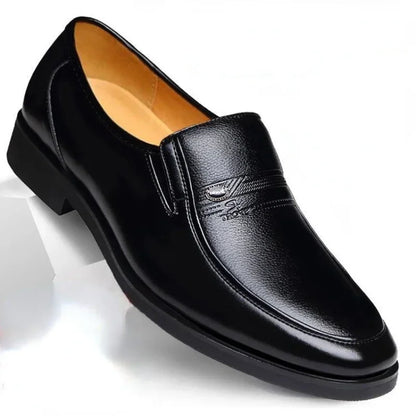 Leather Men's Slip-On Breathable Formal Shoes, Black, Sizes 38-44, Loafers