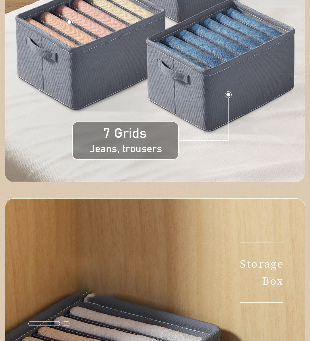 Thickened Pants Storage Box Foldable 9/7/6 Grids Organizer for Jeans Sweatshirt Shirt Wardrobe Organizers of Cabinets and Drawer