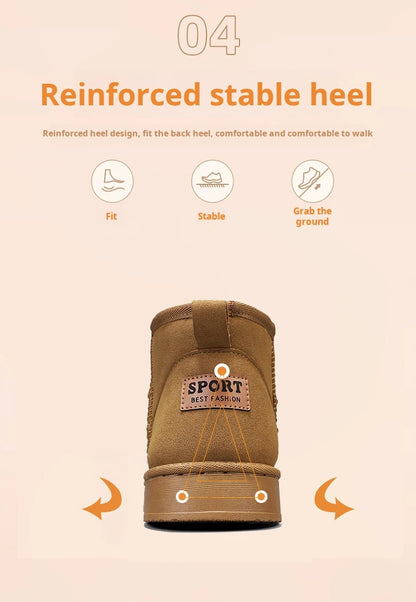 Men's Snow Boots Suede Leather Mid-Calf Slip-On 36-45