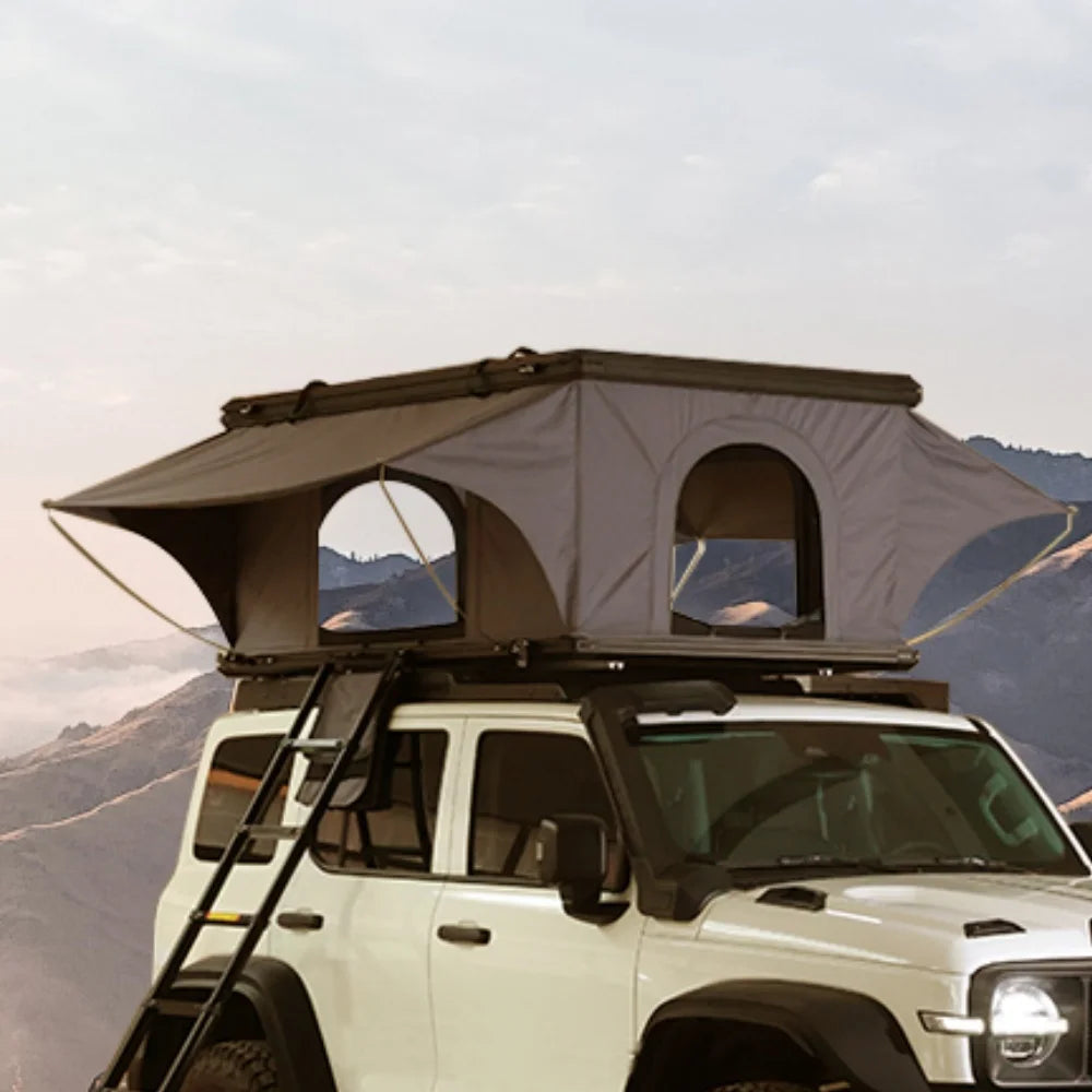 Aluminum Four-Person Rooftop Tent, Hard Shell, Closed Size 212x131x19 cm