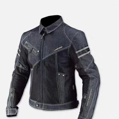 Motorcycle Jacket, Denim Mesh, Breathable, Polyester and Cotton, Men's