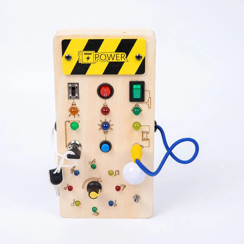 Montessori Busy Board Sensory Toys Wooden With LED Light Switch Control Board Travel Activities Children Games For 2-4 Years Old