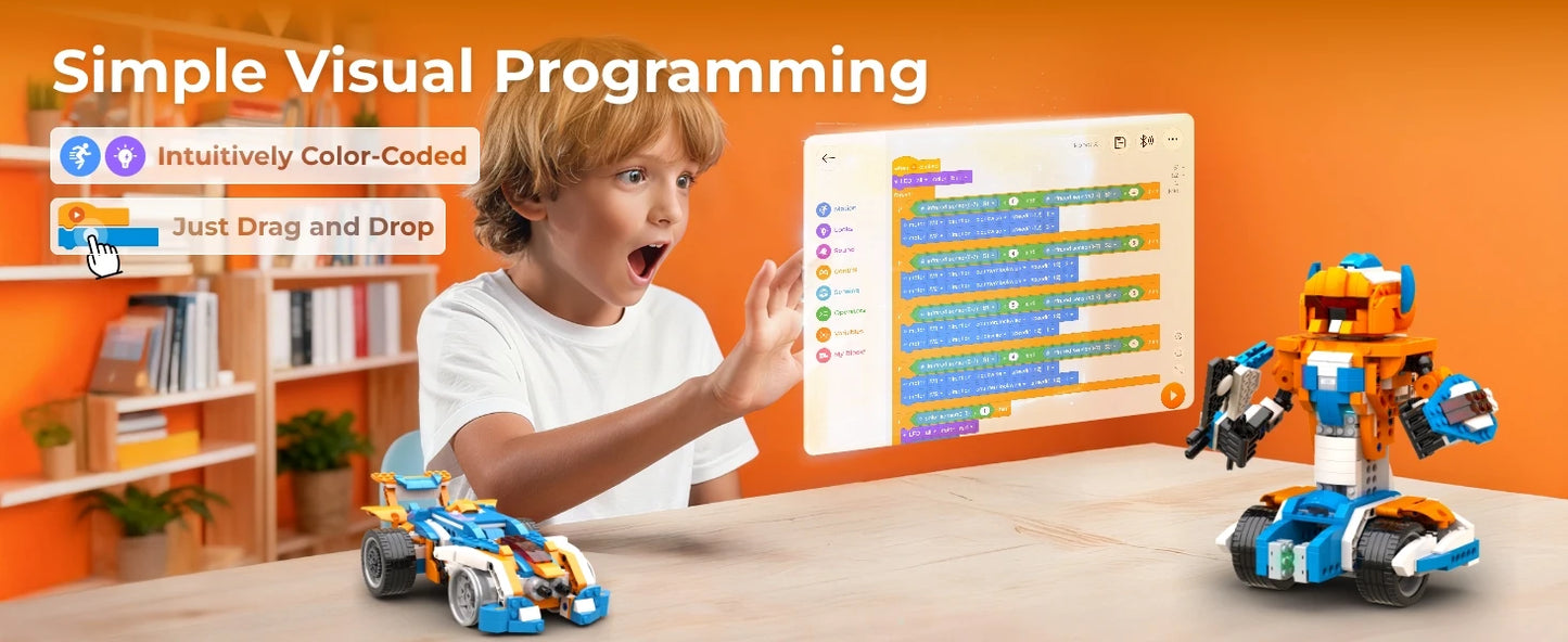 Apitor Robot Building Kit, 12-in-1 Programmable APP Remote Control RC Car, STEM Robotics Coding Set, Educational Birthday Gifts