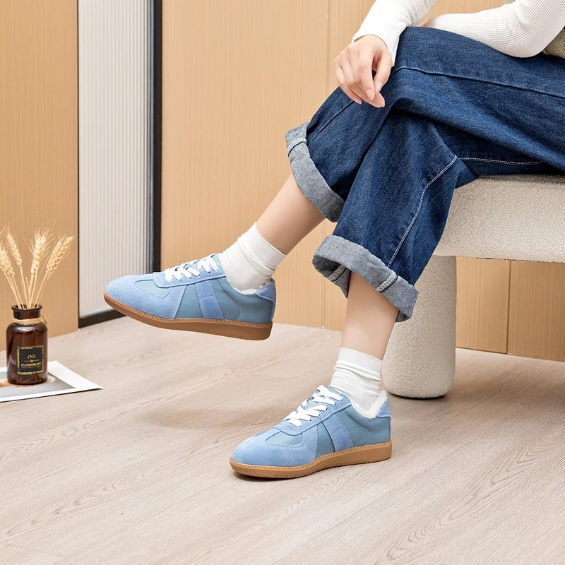 AIYUQI Women's Sneakers 2025 New Genuine Leather Ladies Moral Training Shoes Casual Spring Flat Shoes Women