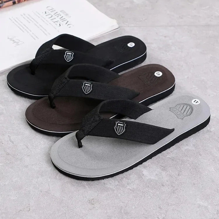 High Quality  Men Flip Flops Beach Sandals Non-Slip Casual Flat Shoes Slippers Indoor House Shoes For Men Outdoor Slides
