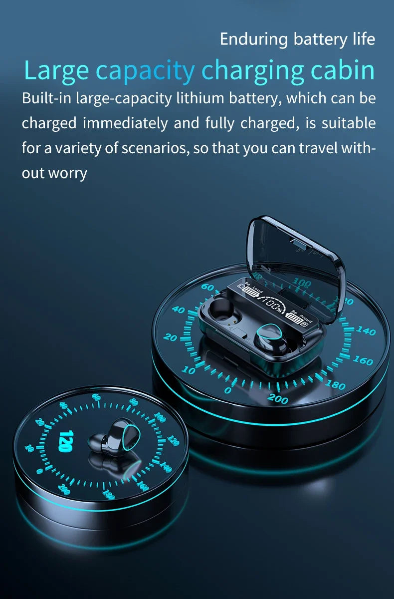 M10 TWS Wireless Earbuds: Sports Waterproof Design, Bluetooth Connection, 9D Stereo Sound + Charging Box & Microphone