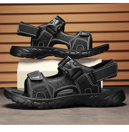 Men's PU Leather Sandals Open Toe Lightweight Footwear Size 39-46