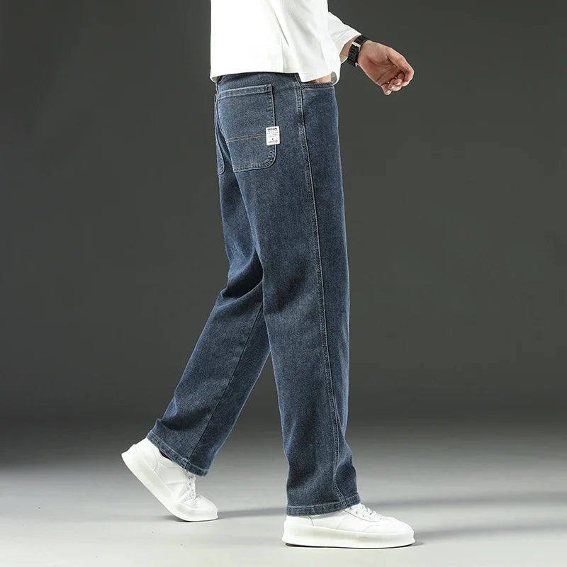 Men's Loose Straight Wide-Leg Jeans, Casual Business Style