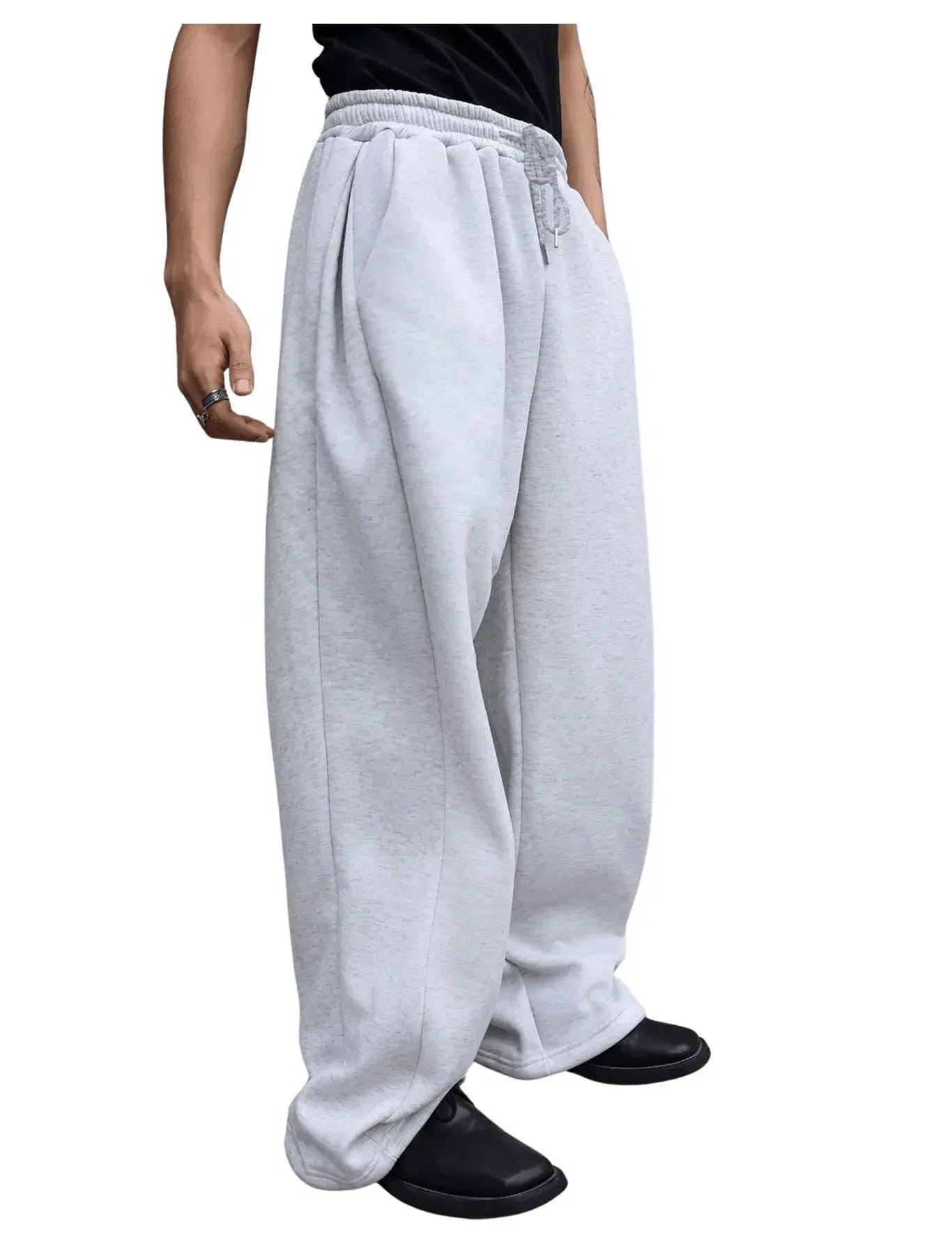 Men's Polyester Velvet Casual Pants Loose Wide Leg Autumn Winter