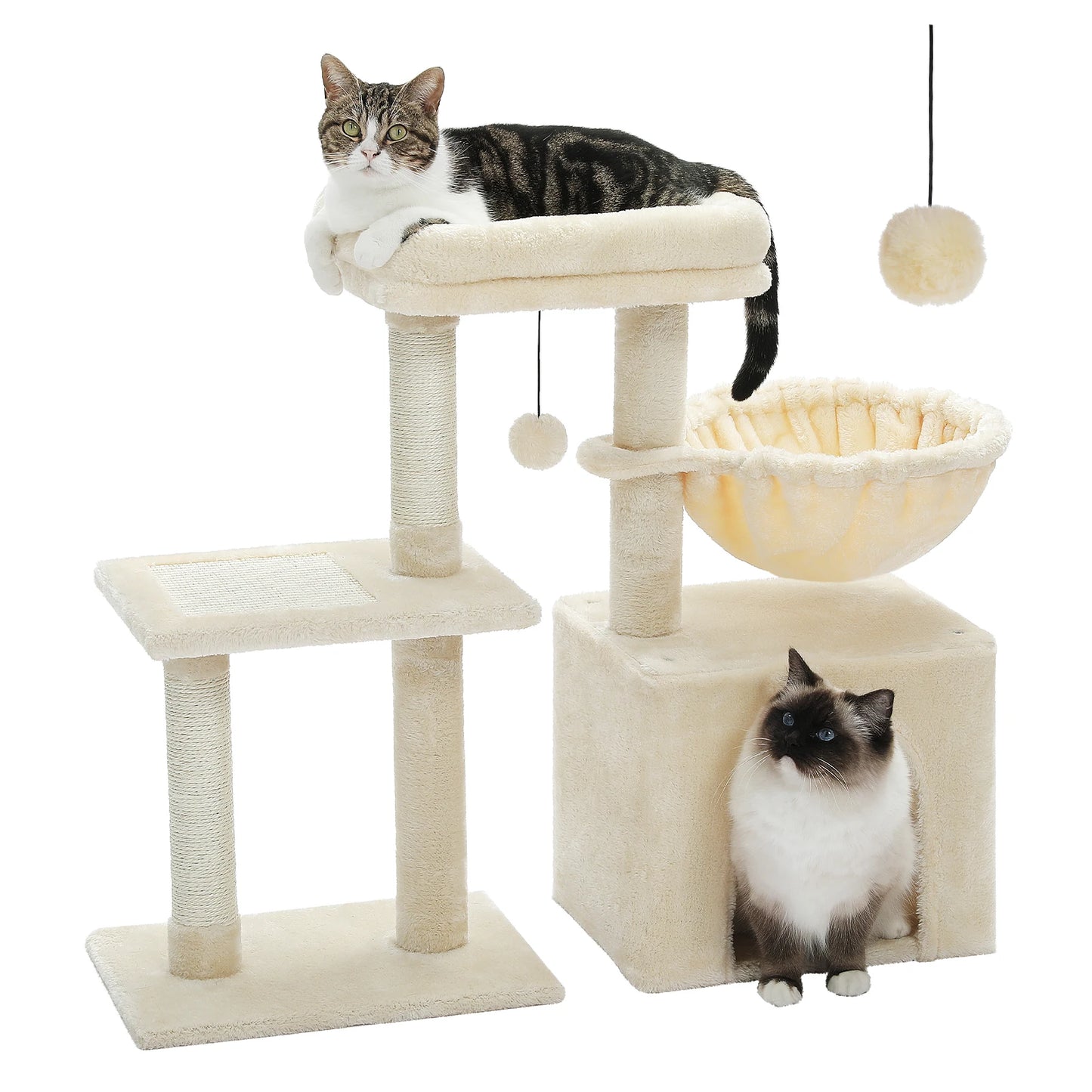 Indoor Cat Tree & Tower with Scratching Posts and Hammock – 2 Styles