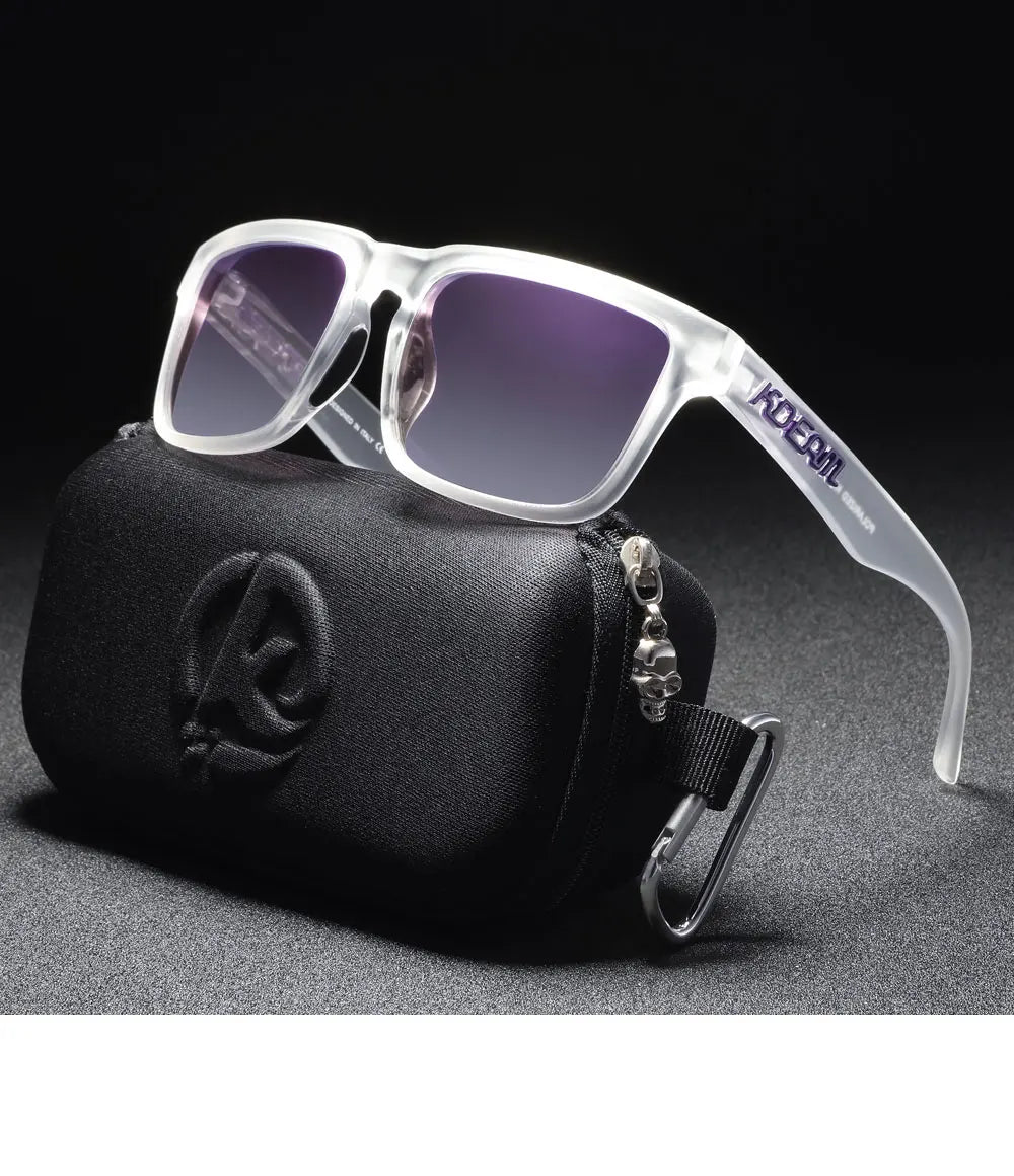 KDEAM Men's Polarized Sunglasses Square Casual Outdoors Sun Glasses Women Unisex Sunglass For Couple With Zipper Case