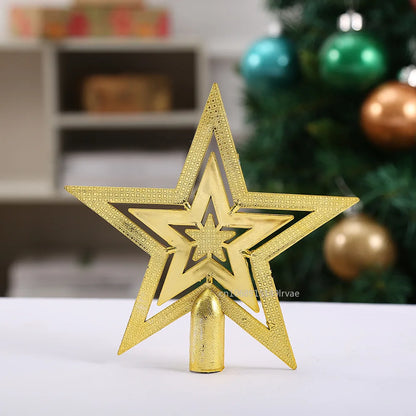 Christmas Tree Topper Star Pentagram Plated Plastic/Metallic Finish Ornament