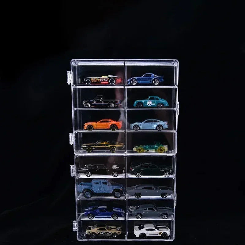 Acrylic Car Display Box 1:64 For Hot Wheels Car Model Toy 8 Grid Cabinet Rack Dustproof Stackable Car Storage Boxes Transparent