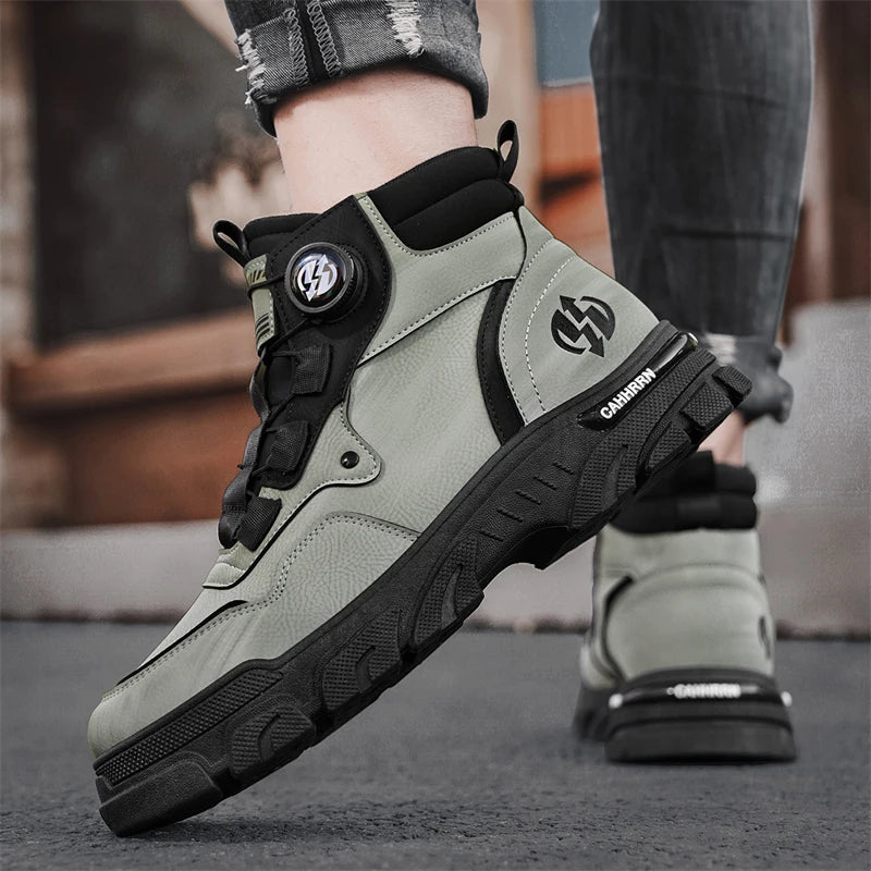 Winter Leather Boots Ankle Outdoor Work Chelsea Style