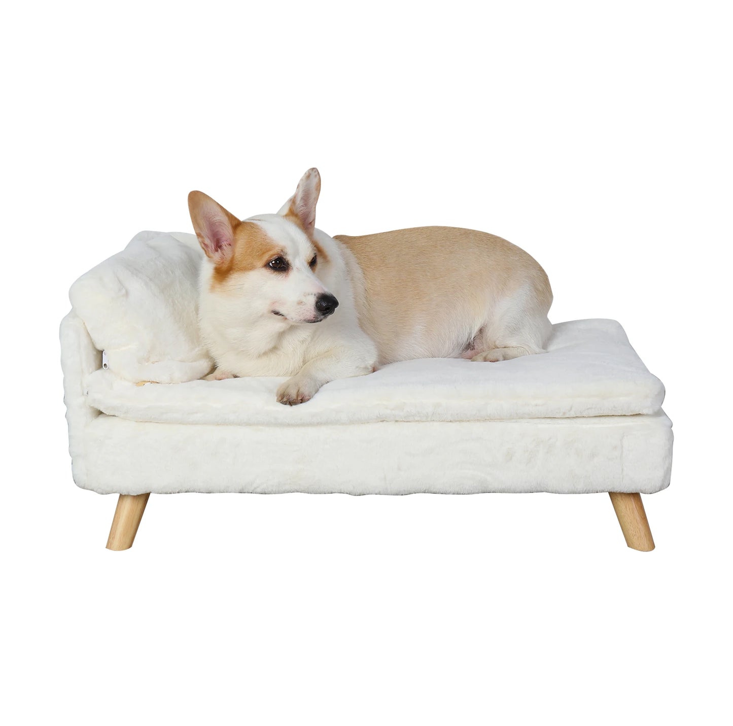 Elevated Pet Bed – Nordic Wooden Stool Bed with Cozy Pad, Waterproof Pet Sofa