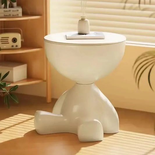 Cream Coffee Table Sofa Bed Side Table Modern Simple Home Accessories Living Room Decor Creative Flat Head Plastic Round Tables