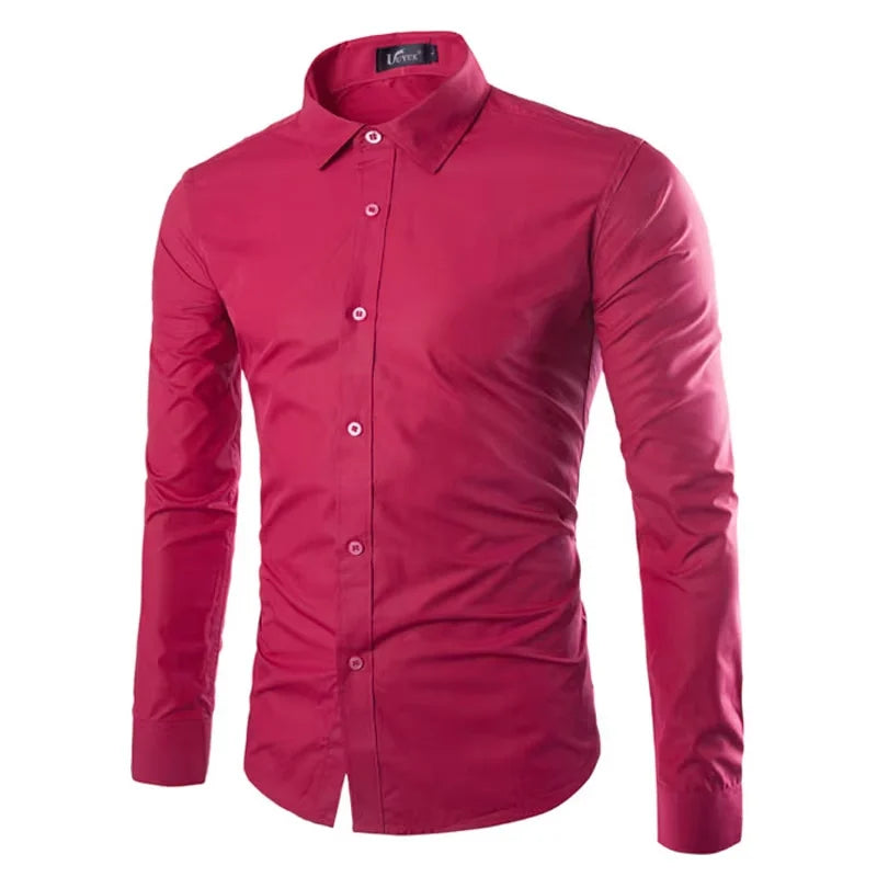 14 Colors Solid Color Men's Fashionable Candy Color Shirt Men's Casual Long Sleeve Shirt for Men