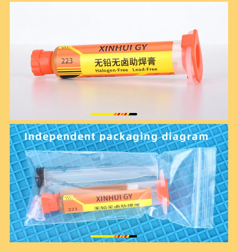 BGA Flux Paste  RMA-223 Lead-free and Halogen-free Soldering Flux  for Mobile Phone Repair Soldering. No-clean, High-activity