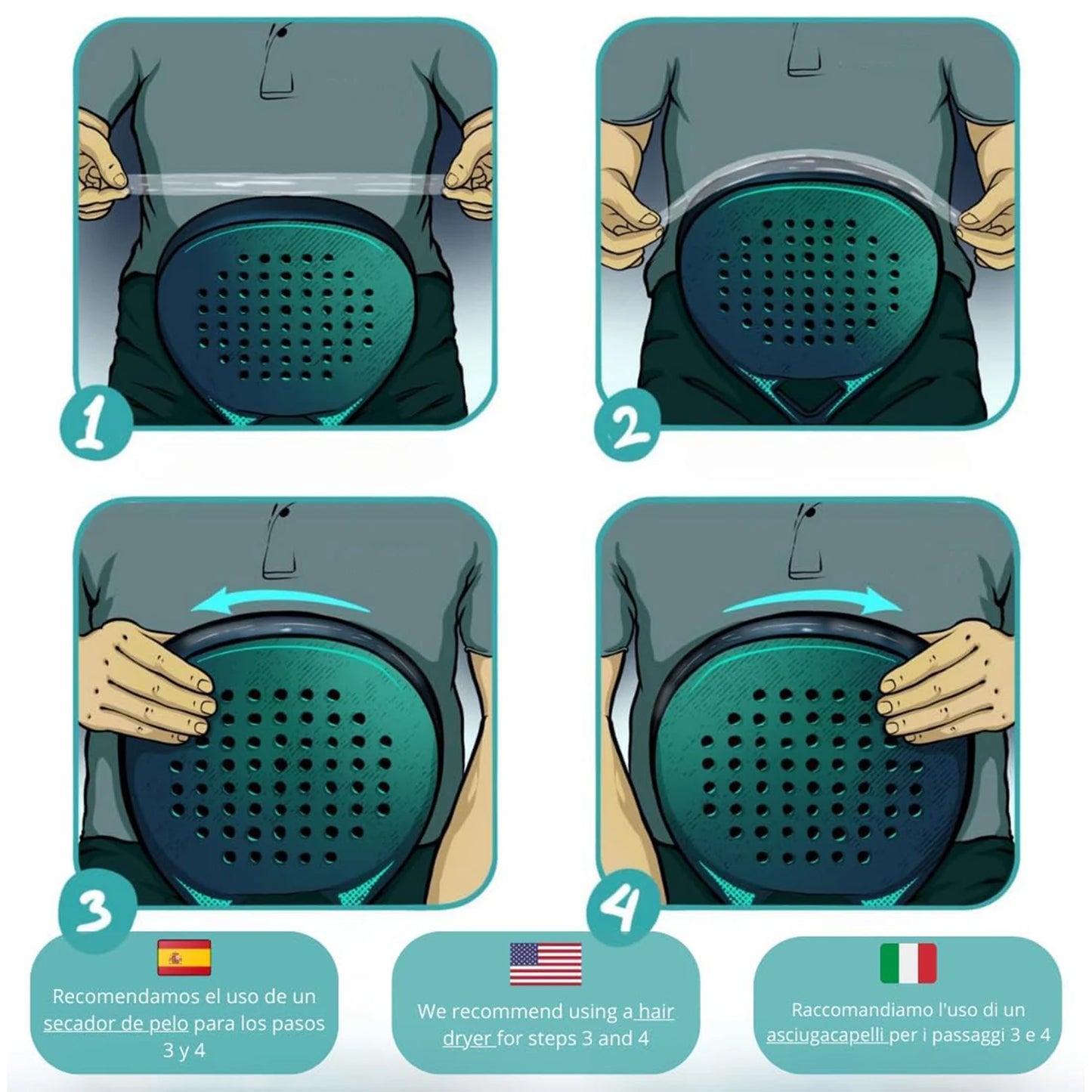 AMA SPORT Padel Racket Protection Tape Pack of 1/2/6 Edge Protector Durable & Easy to Replace Transparent Padel Protector