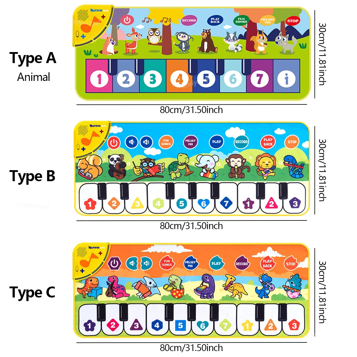 Piano Mat for Kids 80*30cm Toddlers Floor Keyboard Dance Mat Play Musical Carpet Music Instrument Toys Toddlers Girl Boy Gift