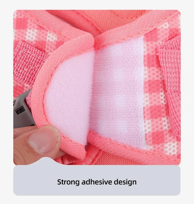 Checkered Pet Harness Kitten Strap Eye Catching Color Puppy Anti Loss Strap Outdoor Breathable Adjustable Reflective Chest Strap