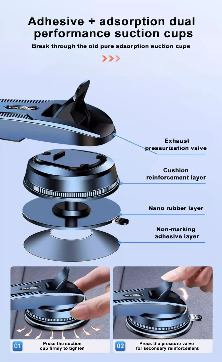 SEAMETAL Car Dashboard Phone Bracket Universal Auto Cellphone Stand For GPS Navigation Universal Desk Windshield Hanging Holder