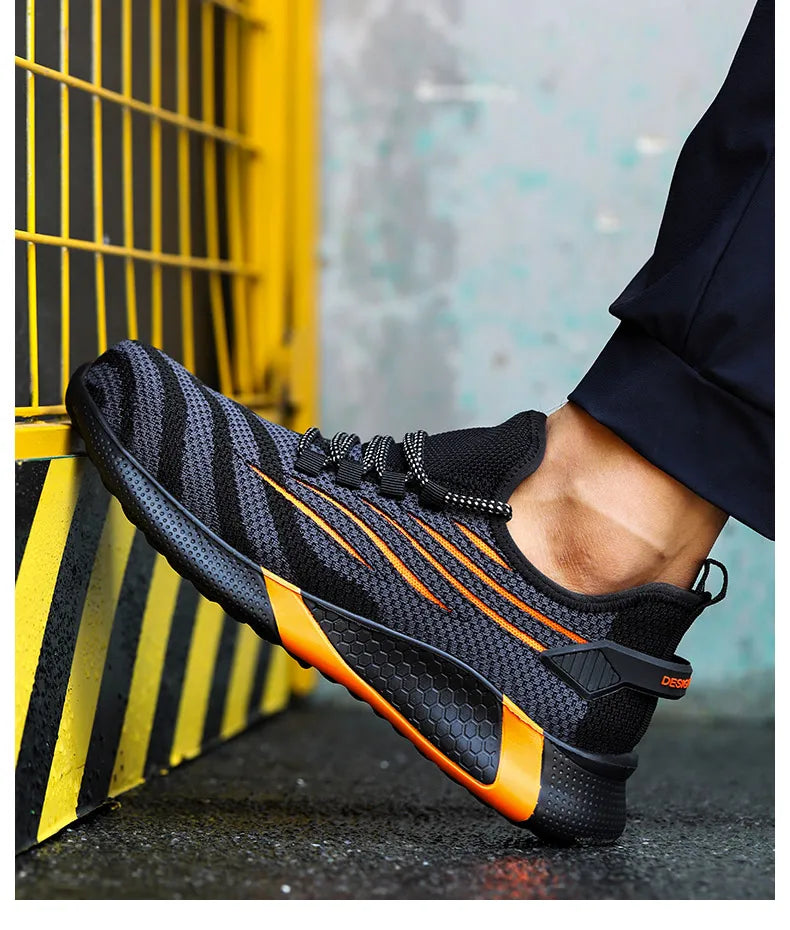 Work Safety Boots Ankle Height Anti Puncture Lace Up Men