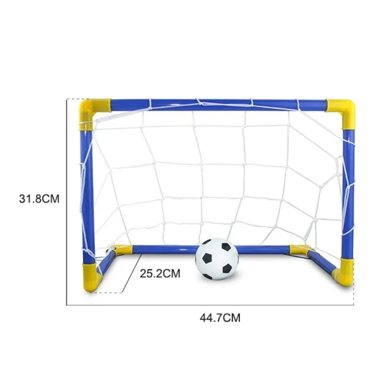 Indoor mini folding football soccer ball goal post net set pump kids sport outdoor home game toy child birthday gift plastic