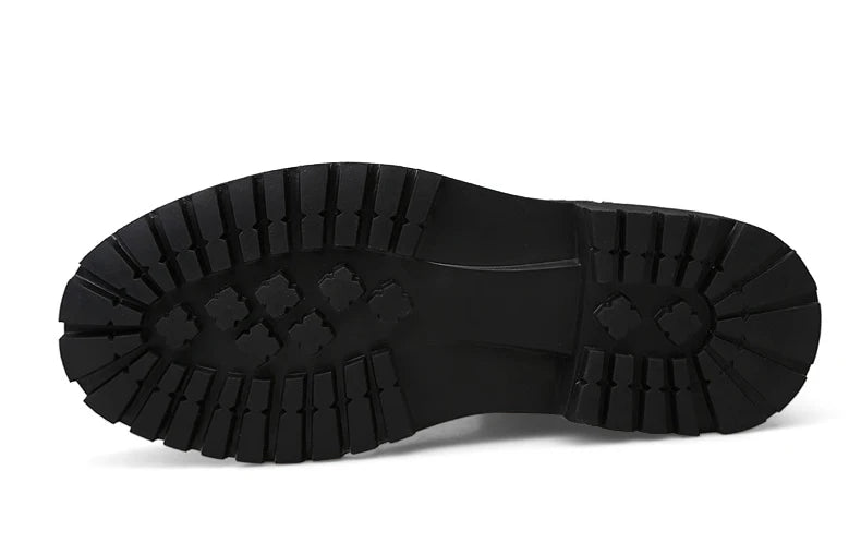 Men's Leather Motorcycle Boots Mid-Calf With Plush Lining