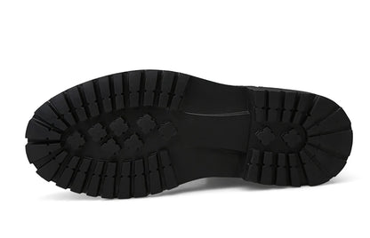 Men's Leather Motorcycle Boots Mid-Calf With Plush Lining