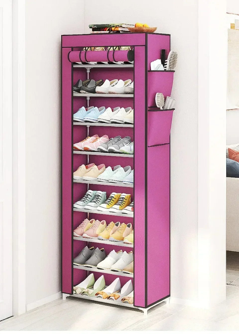 Dustproof Shoe Cabinet Economical Shoe Cabinet/simple Shoe Cabinet Entrance/space Saving Shoe Rack/storage Rack with Curtains