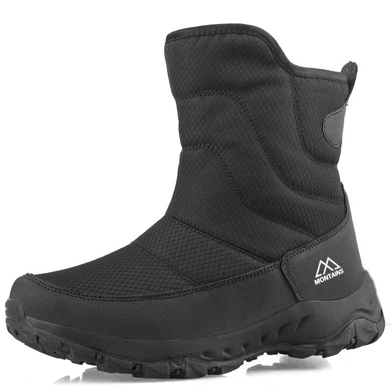 Winter New Thick Short Tube Cotton Boots Anti Slip Casual Men Snow Boots Plush Outdoor Hiking Shoes